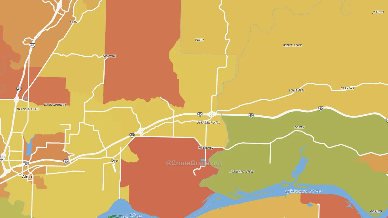 Mulberry, AR Map of Murder Rates