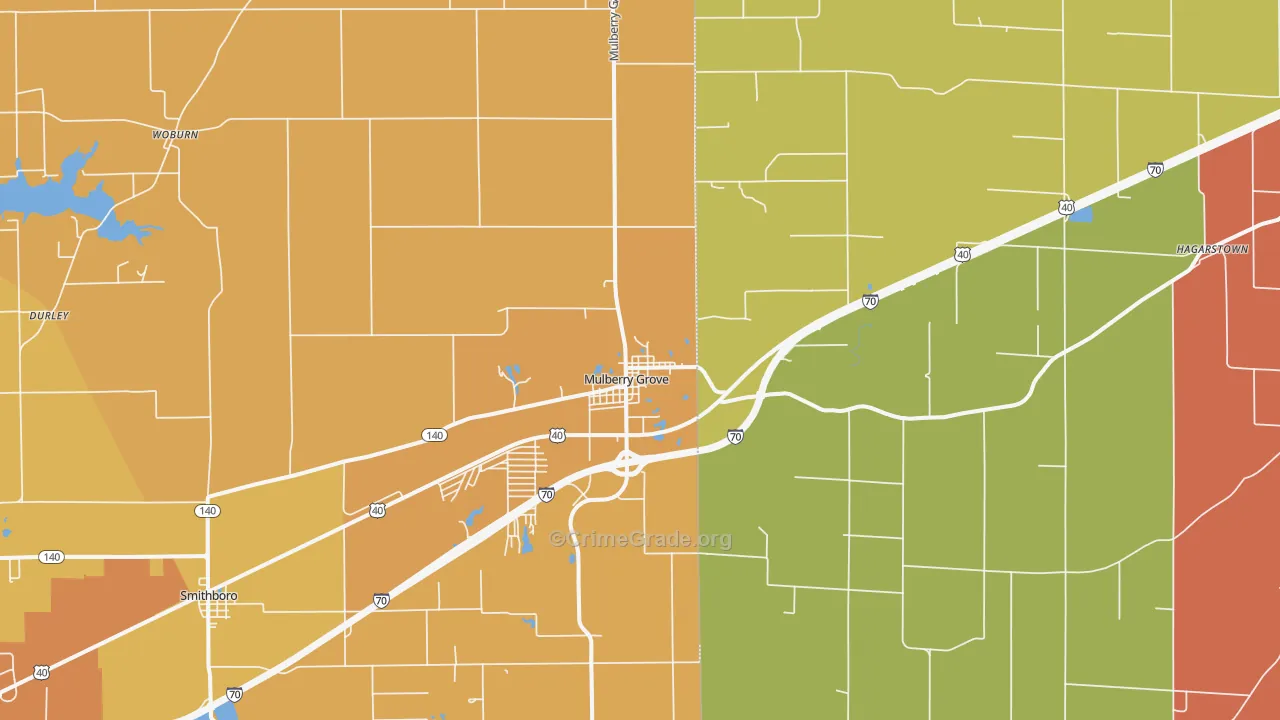Mulberry Grove, IL Map of Murder Rates