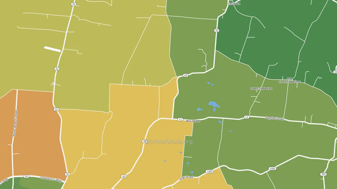 Mulberry, KY Map of Murder Rates