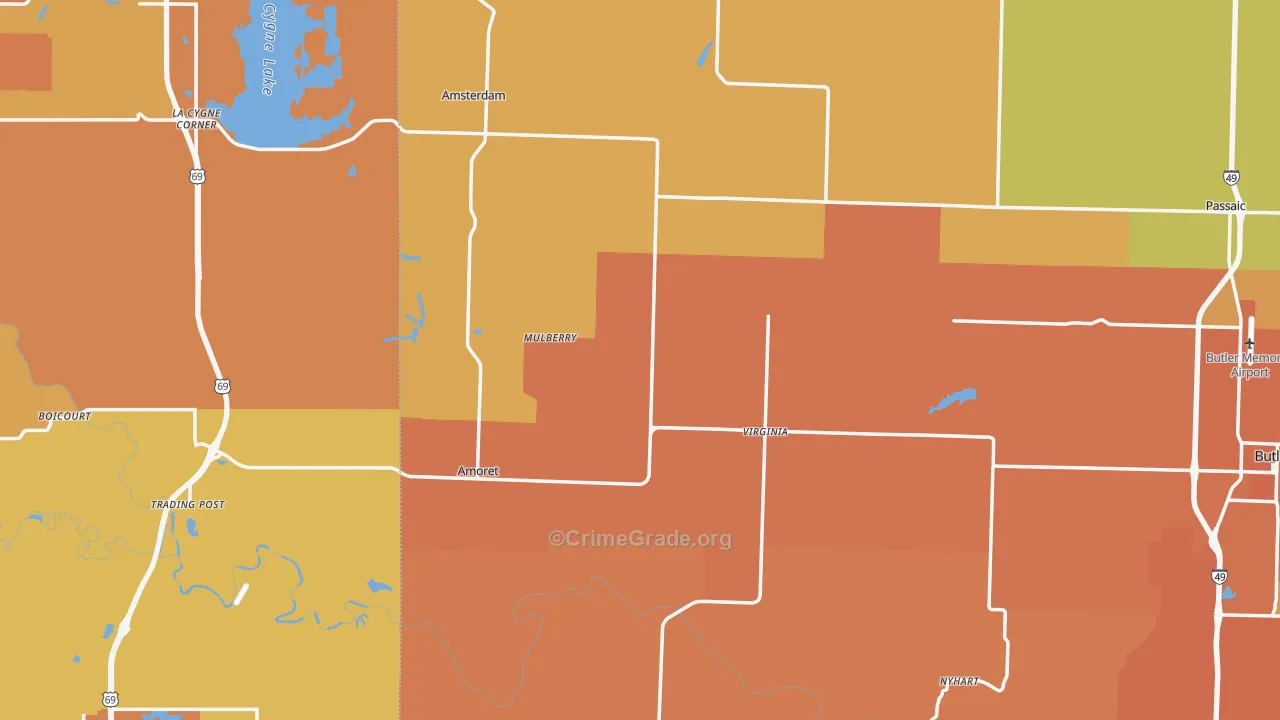 Mulberry, MO Map of Murder Rates