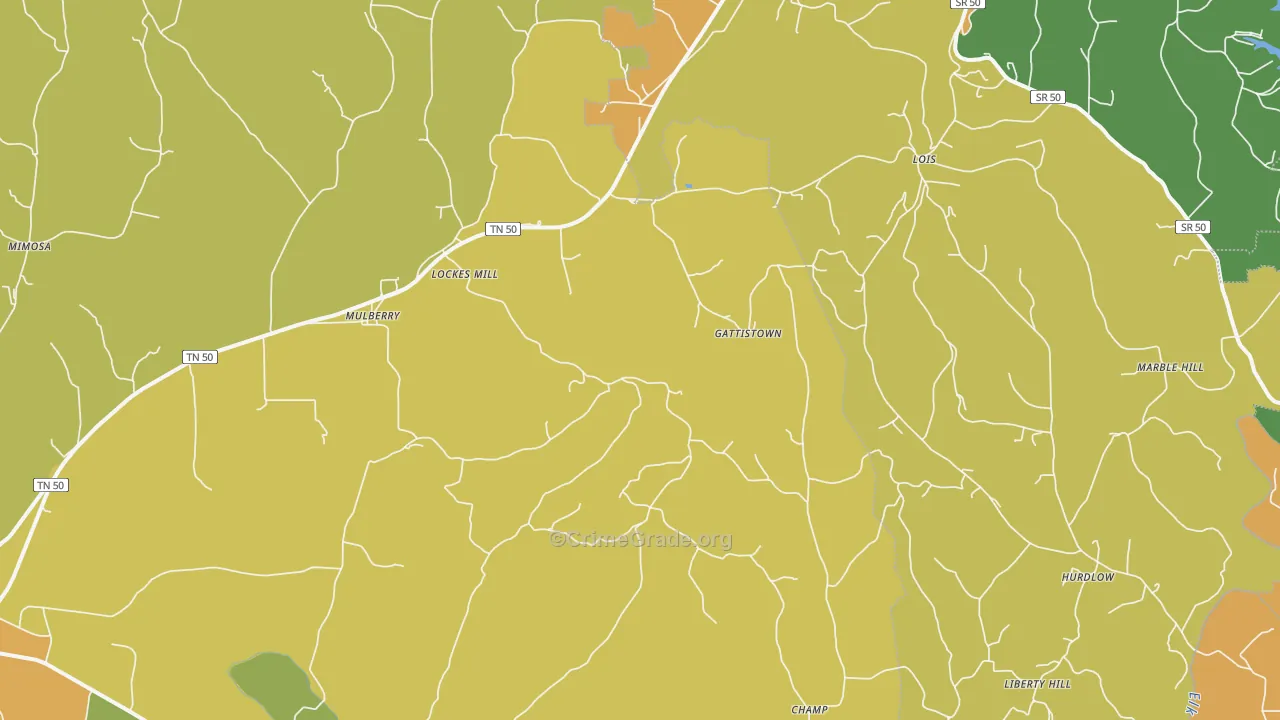 Mulberry, TN Map of Murder Rates