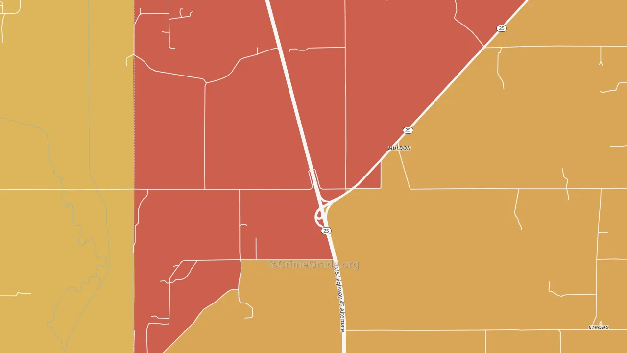 Muldon, MS Map of Murder Rates