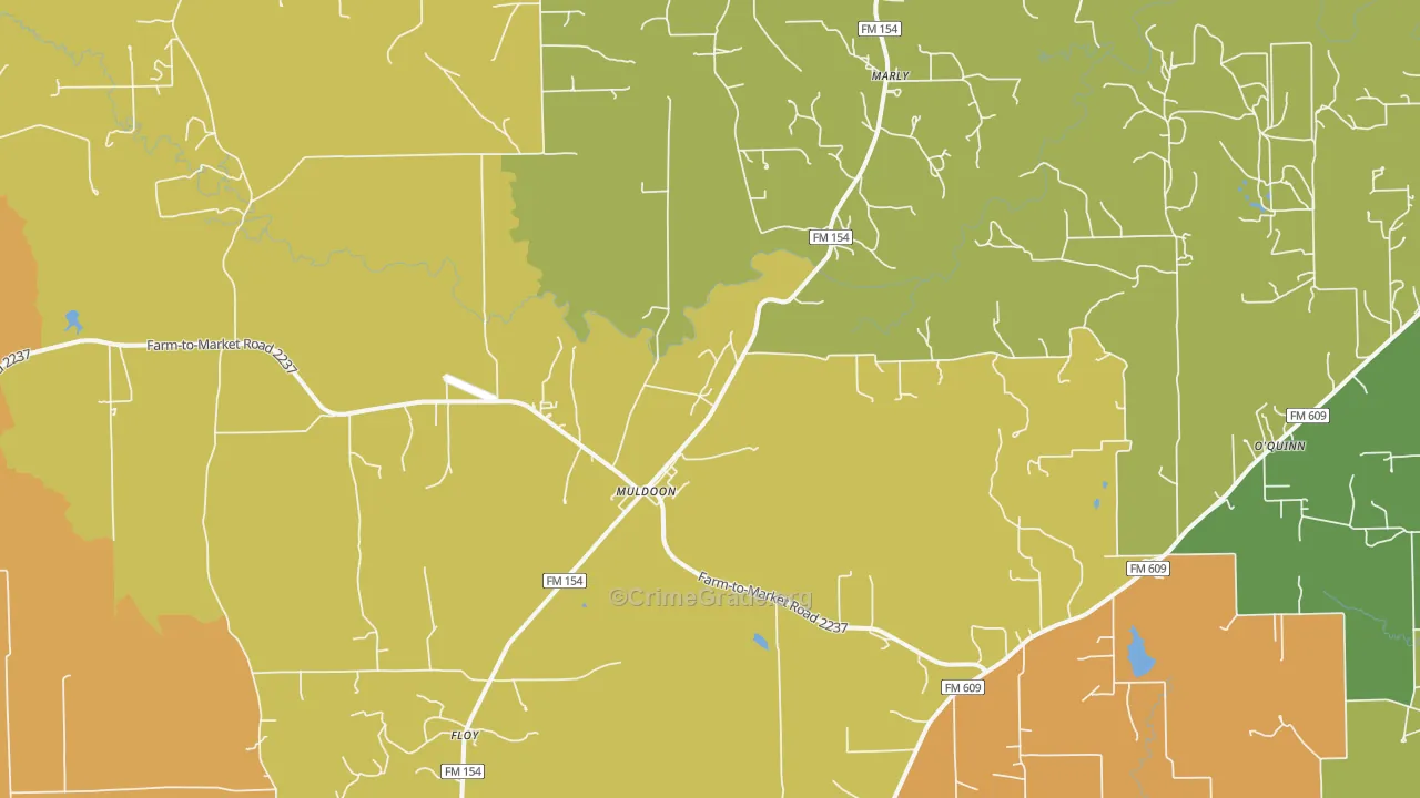 Muldoon, TX Map of Murder Rates