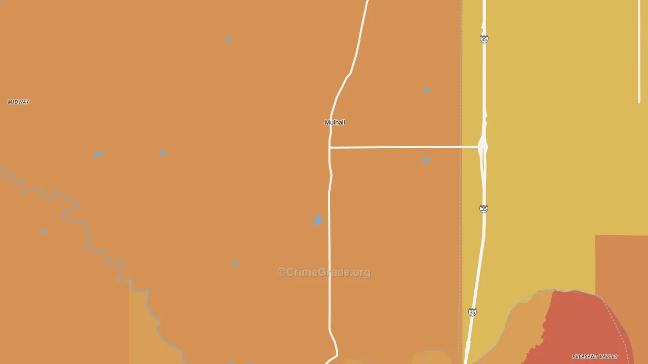 Mulhall, OK Map of Murder Rates