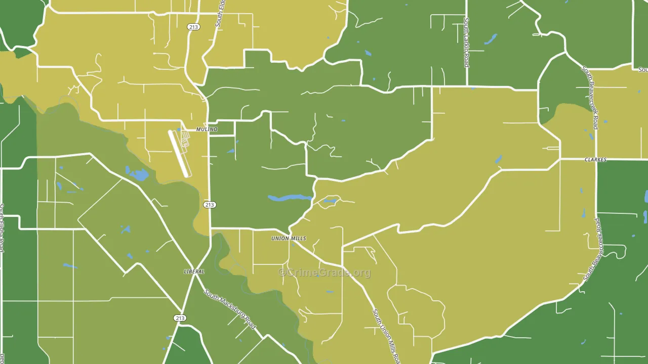Mulino, OR Map of Murder Rates