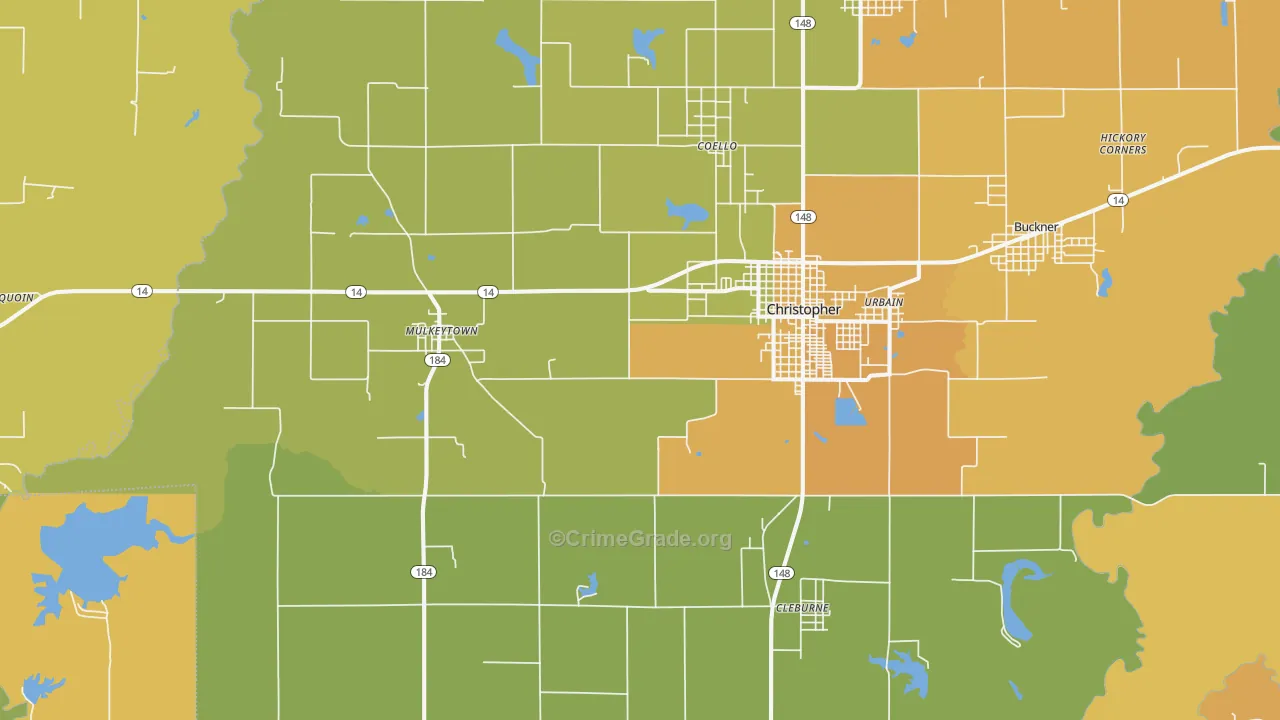 Mulkeytown, IL Map of Murder Rates