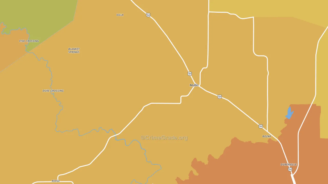 Mullin, TX Map of Murder Rates