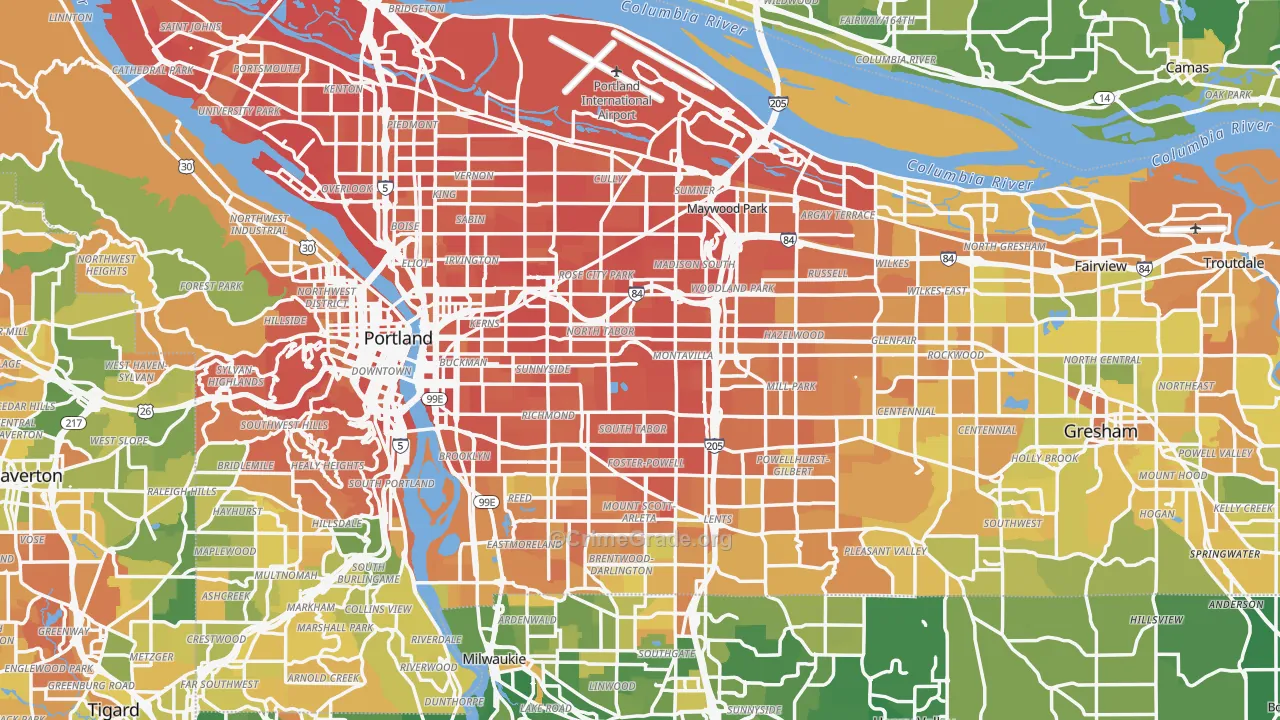 Multnomah County, OR Map of Murder Rates
