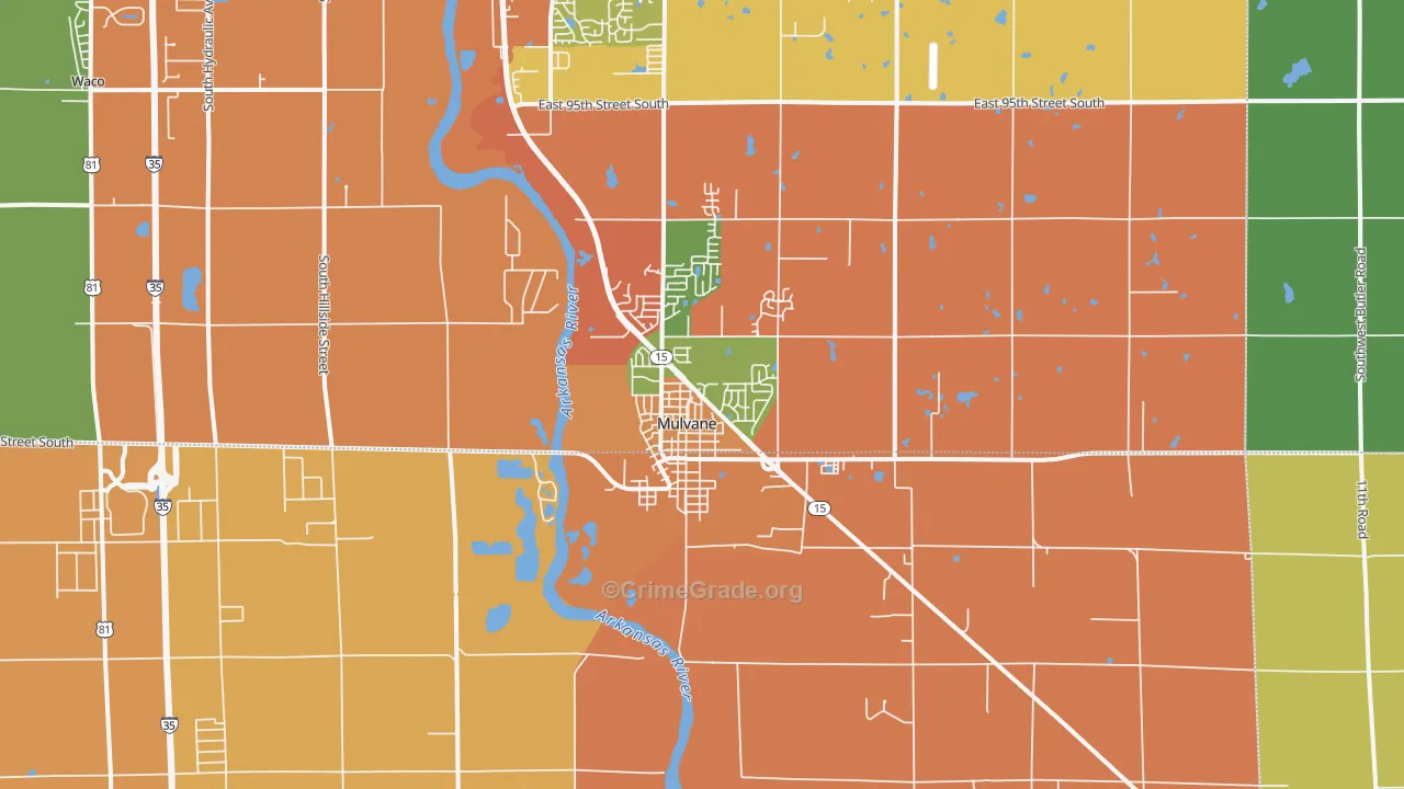 Mulvane, KS Map of Murder Rates