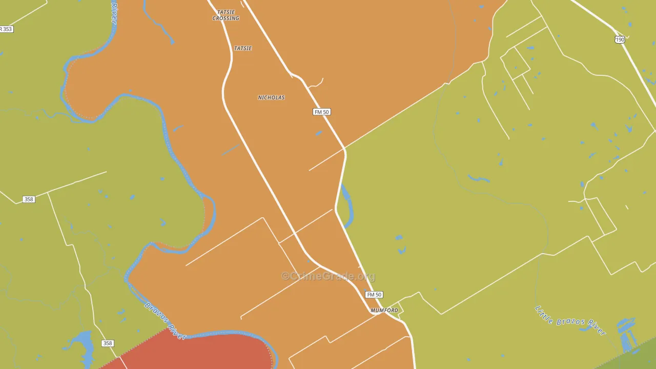 Mumford, TX Map of Murder Rates