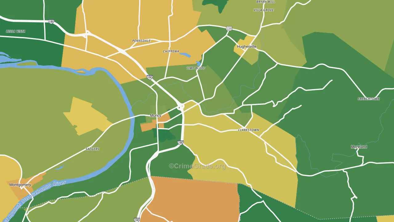 Muncy, PA Map of Murder Rates