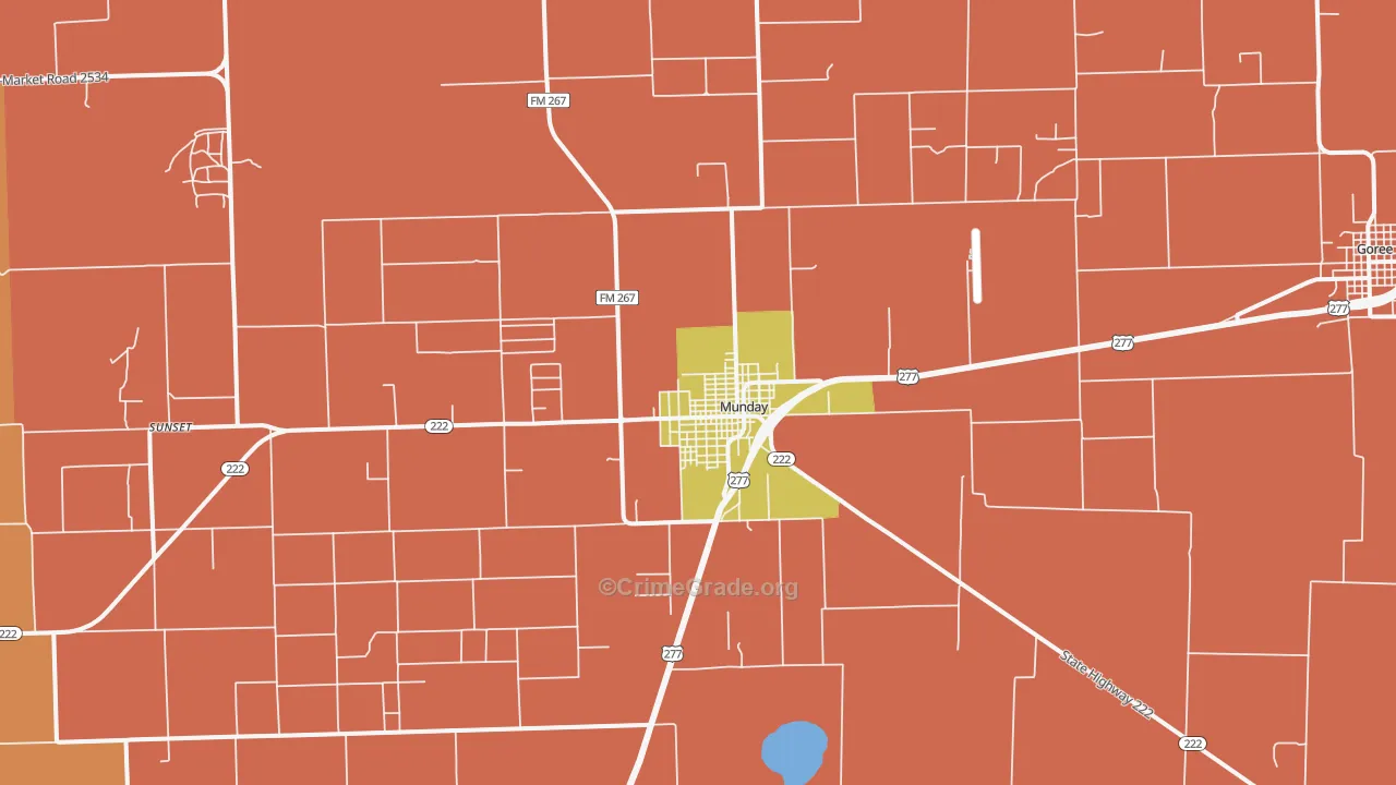 Munday, TX Map of Murder Rates