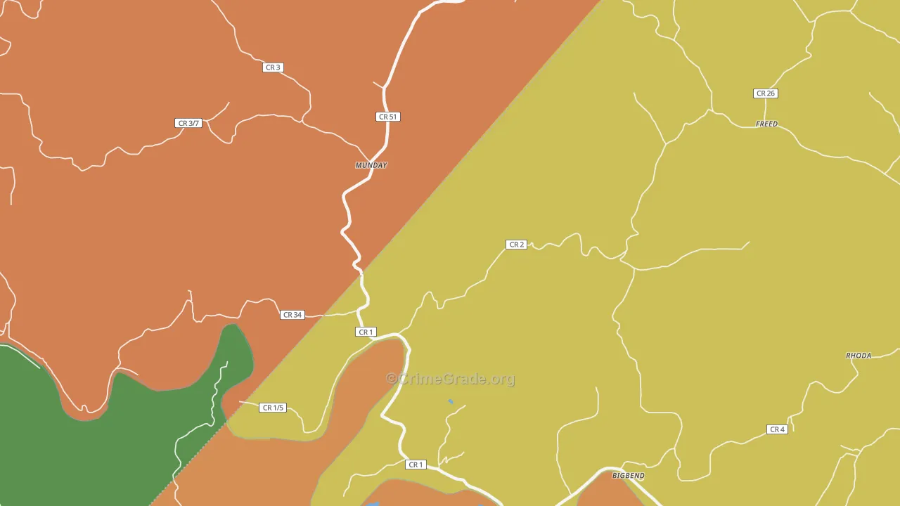 Munday, WV Map of Murder Rates