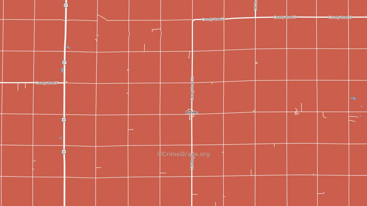 Munden, KS Map of Murder Rates