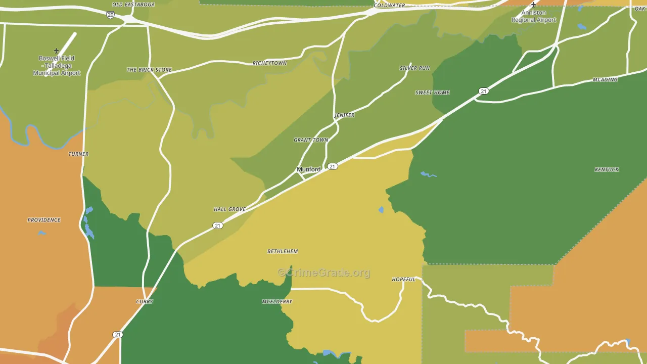 Munford, AL Map of Murder Rates