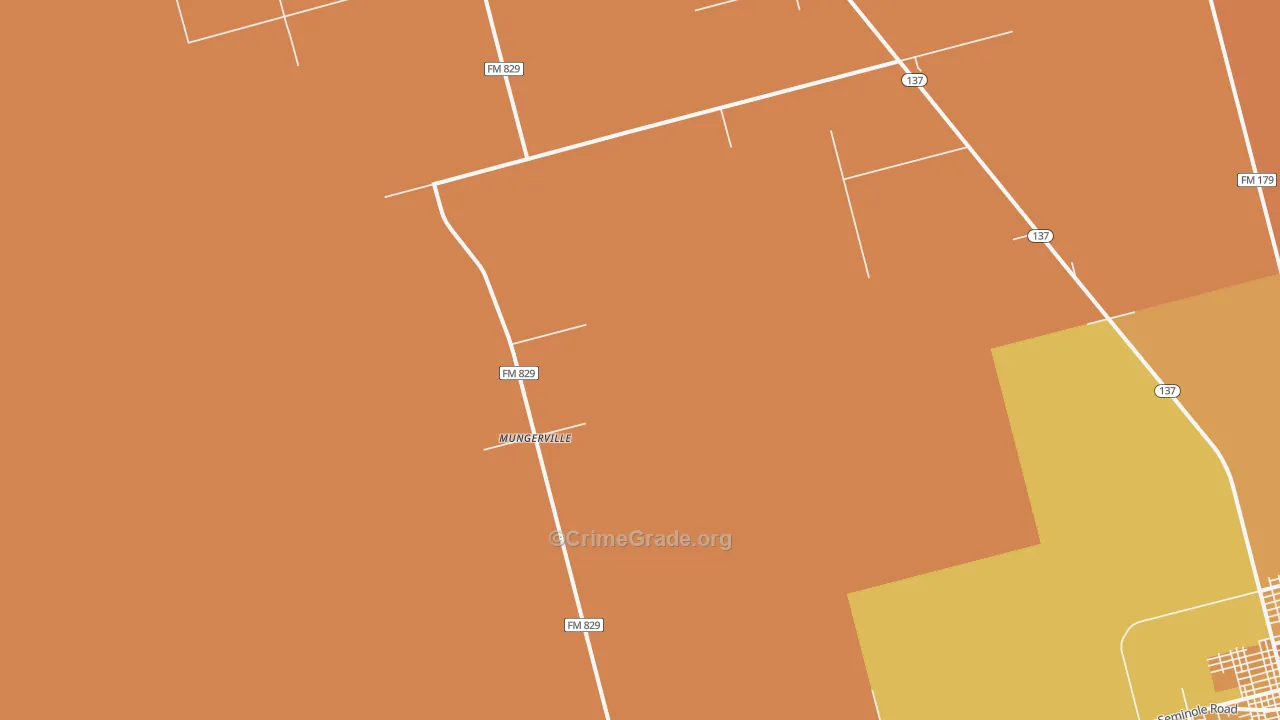 Mungerville, TX Map of Murder Rates