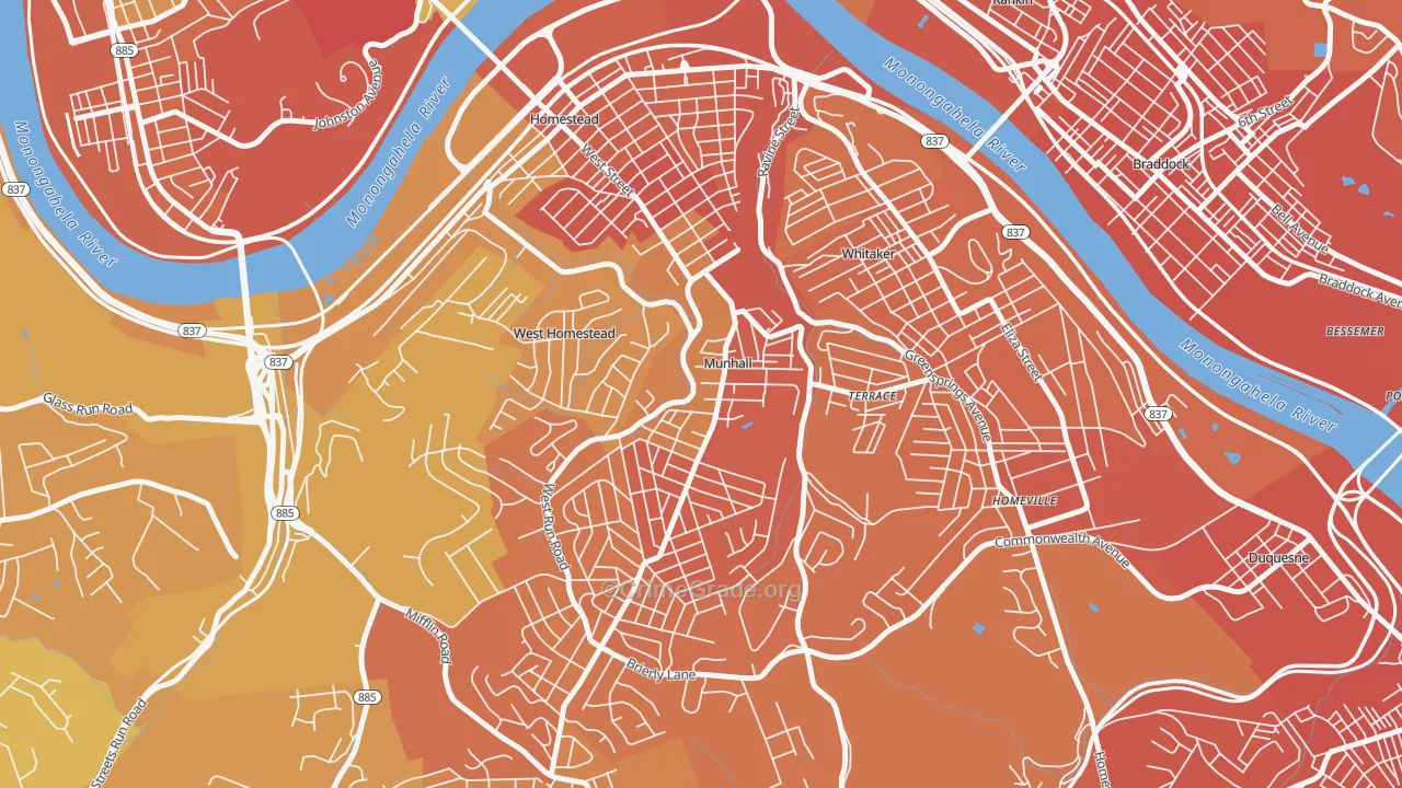 Munhall, PA Map of Murder Rates
