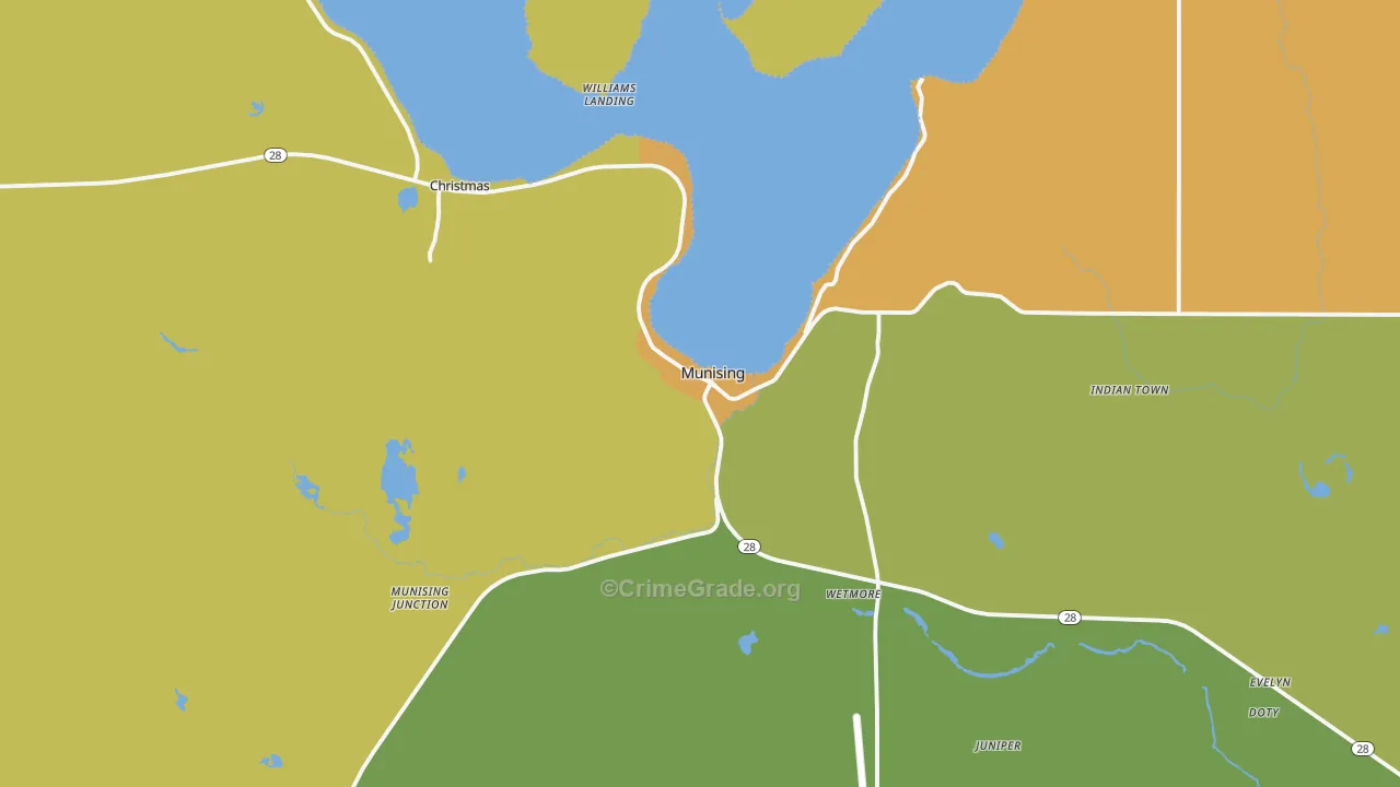 Munising, MI Map of Murder Rates