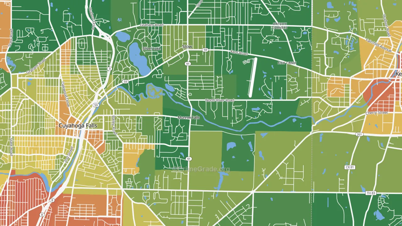 Munroe Falls, OH Map of Murder Rates