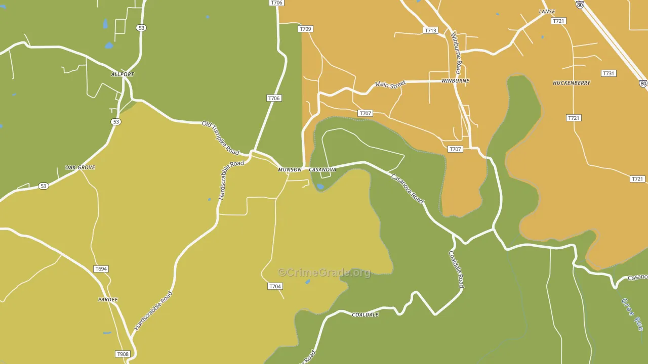 Munson, PA Map of Murder Rates