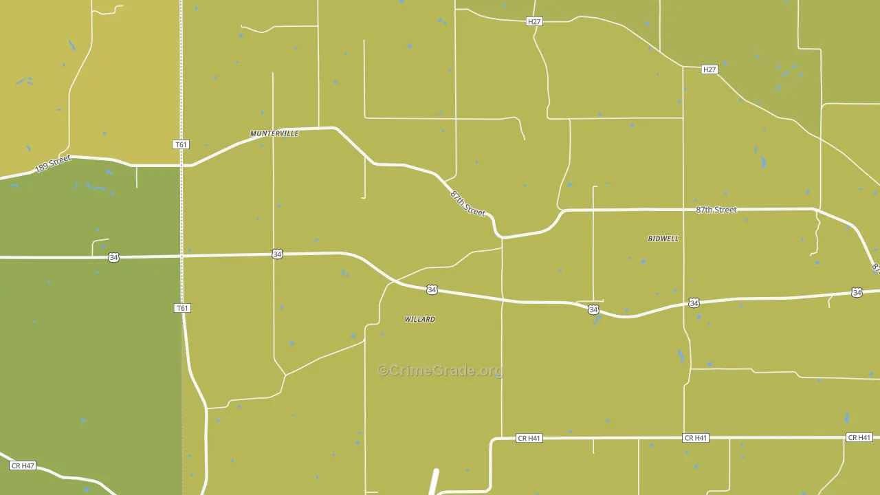 Munterville, IA Map of Murder Rates