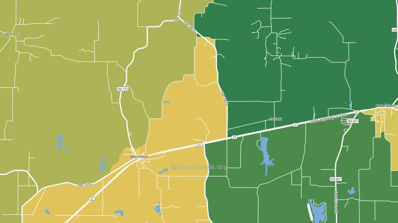 Murchison, TX Map of Murder Rates