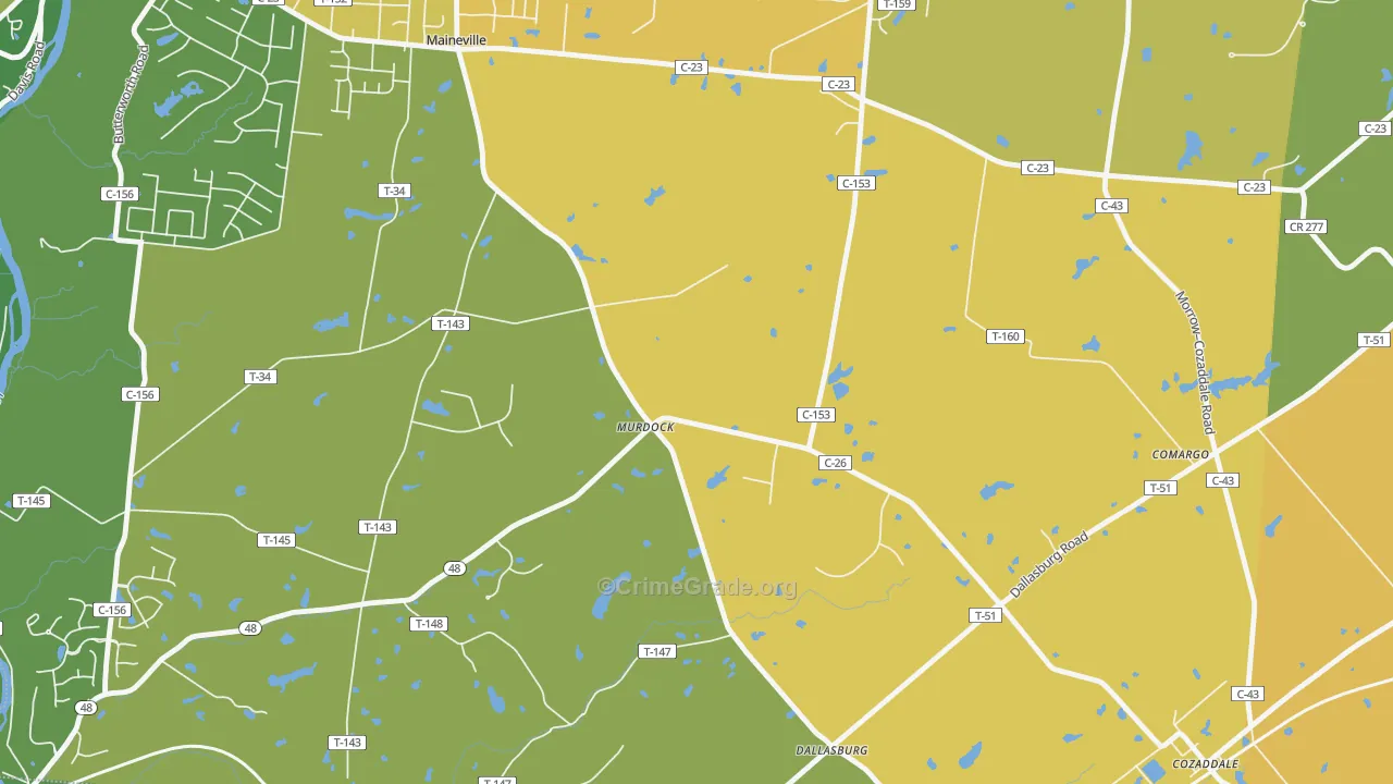 Murdock, OH Map of Murder Rates