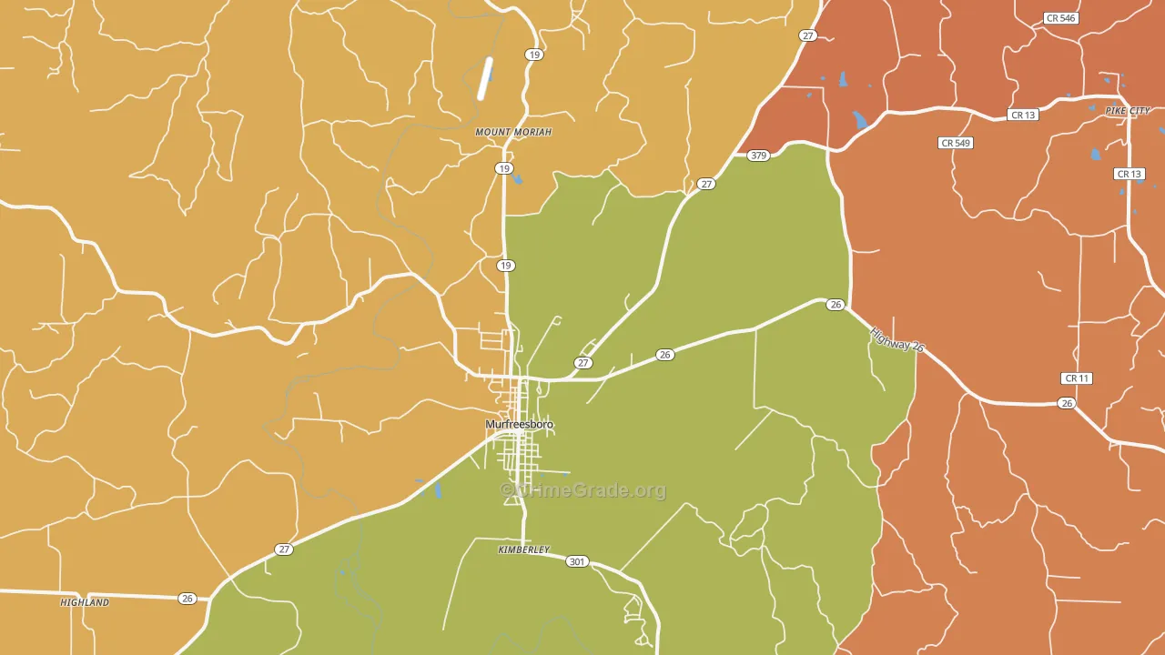 Murfreesboro, AR Map of Murder Rates