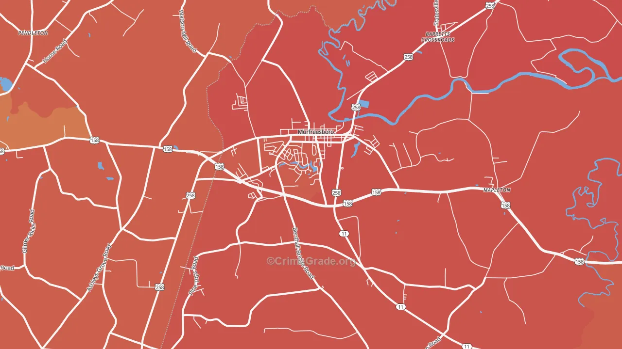 Murfreesboro, NC Map of Murder Rates