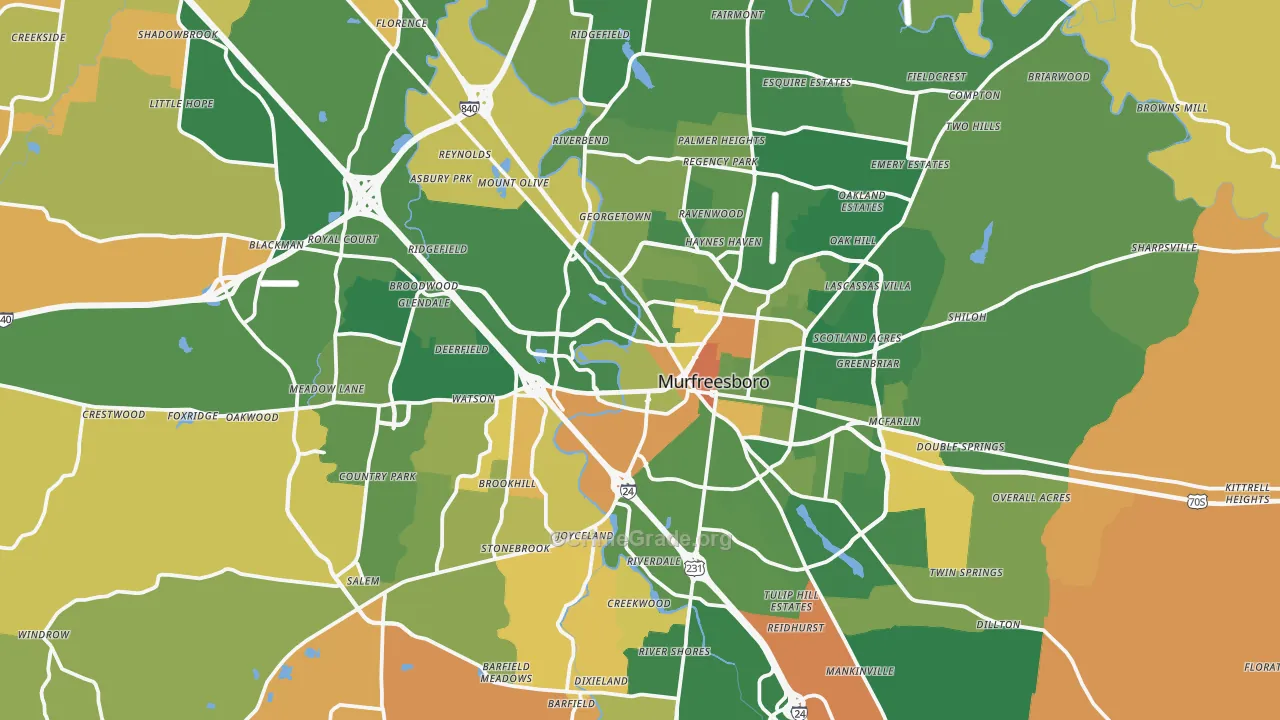 Murfreesboro, TN Map of Murder Rates