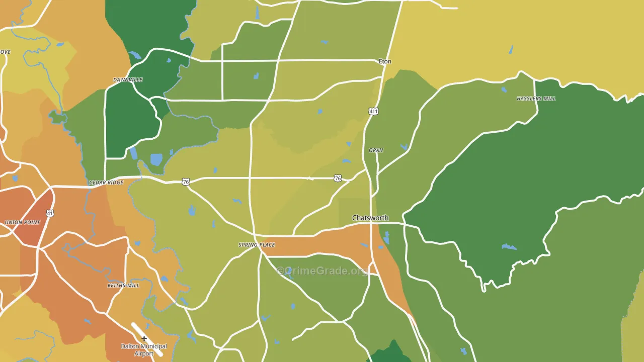 Murray County, GA Map of Murder Rates