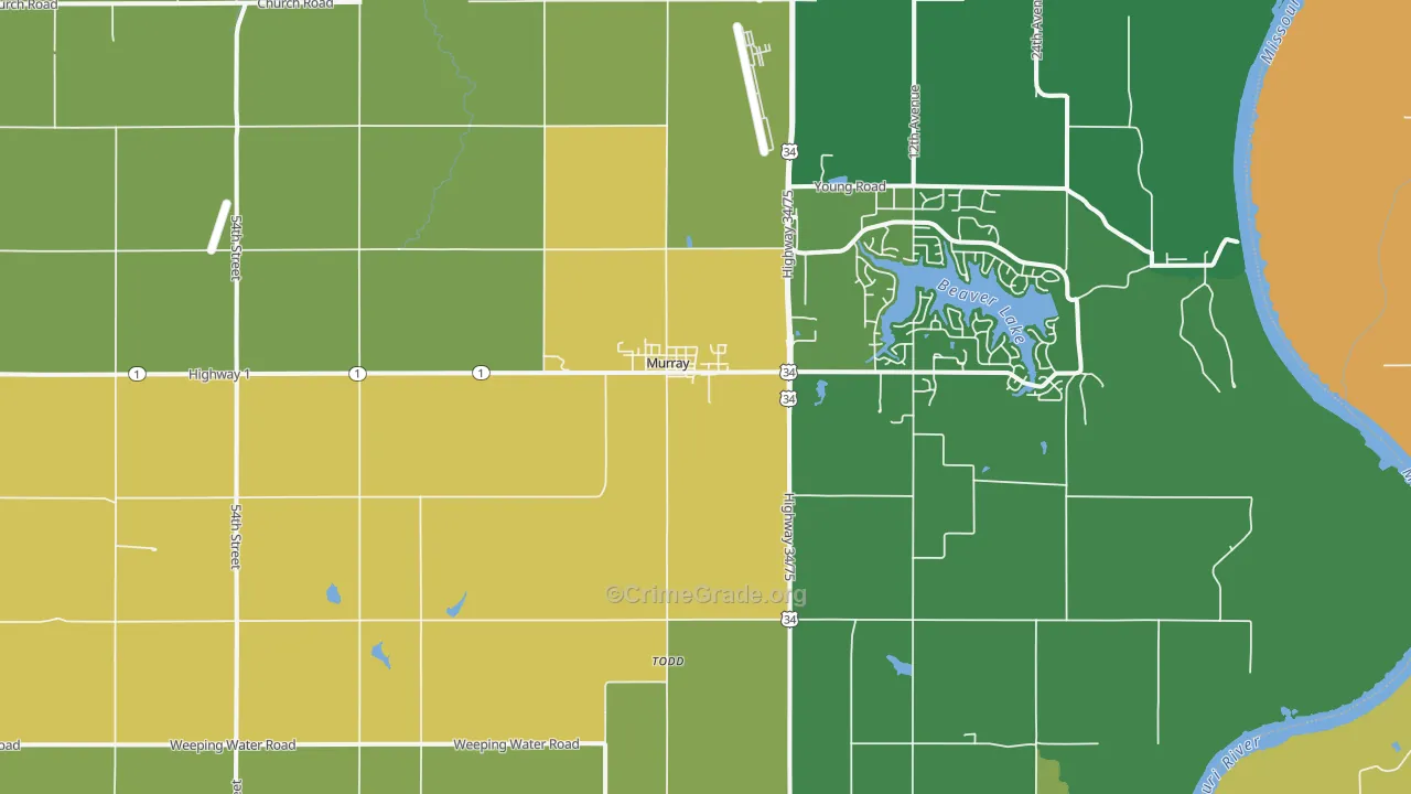 Murray, NE Map of Murder Rates