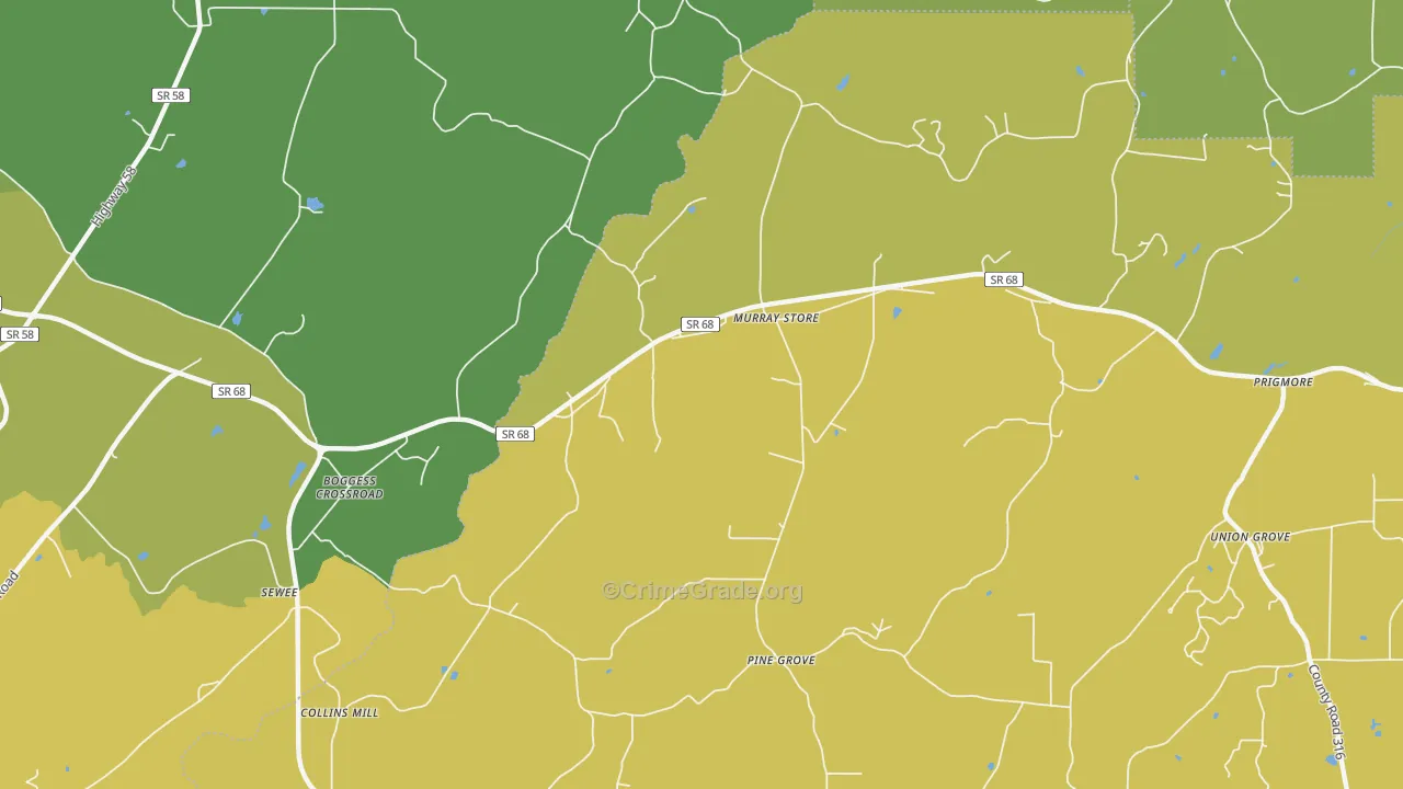 Murray Store, TN Map of Murder Rates