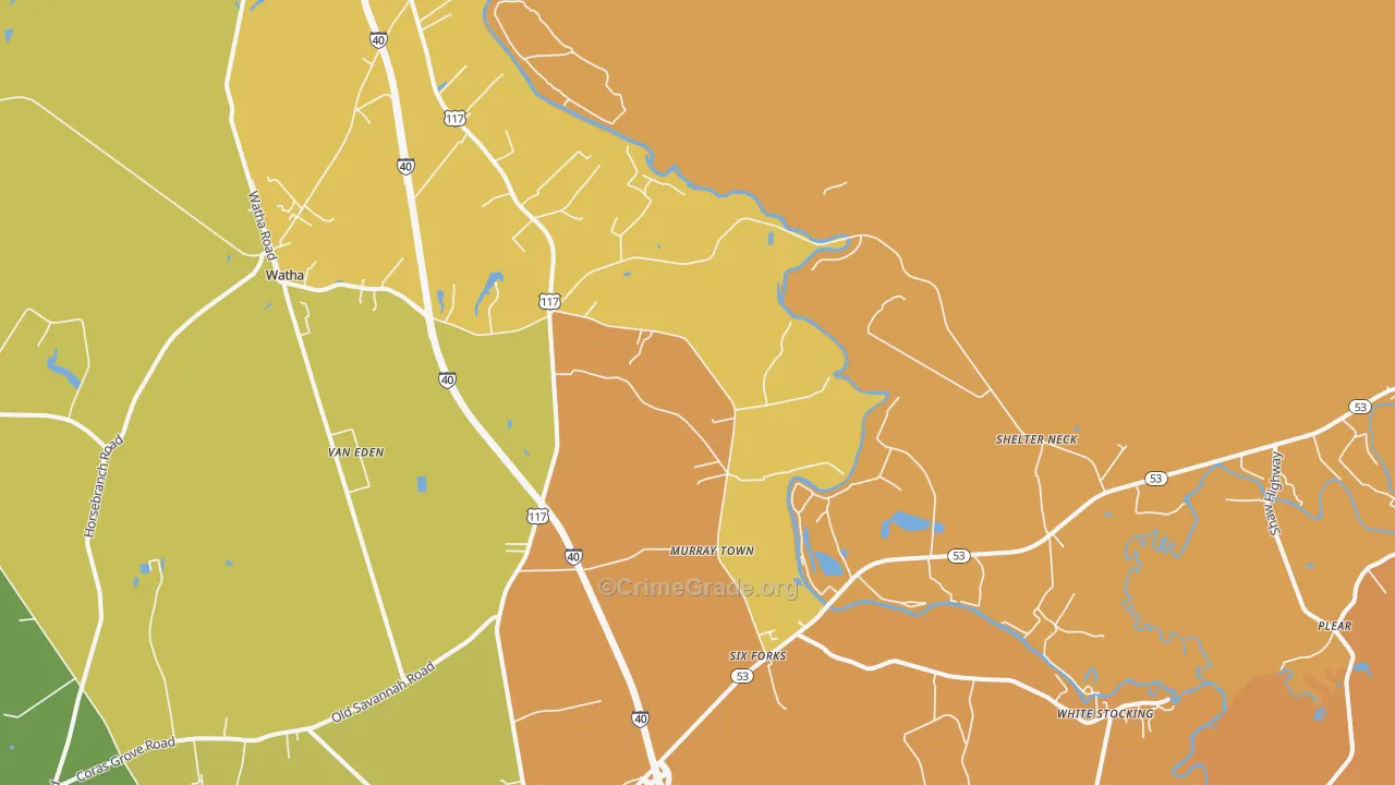 Murray Town, NC Map of Murder Rates
