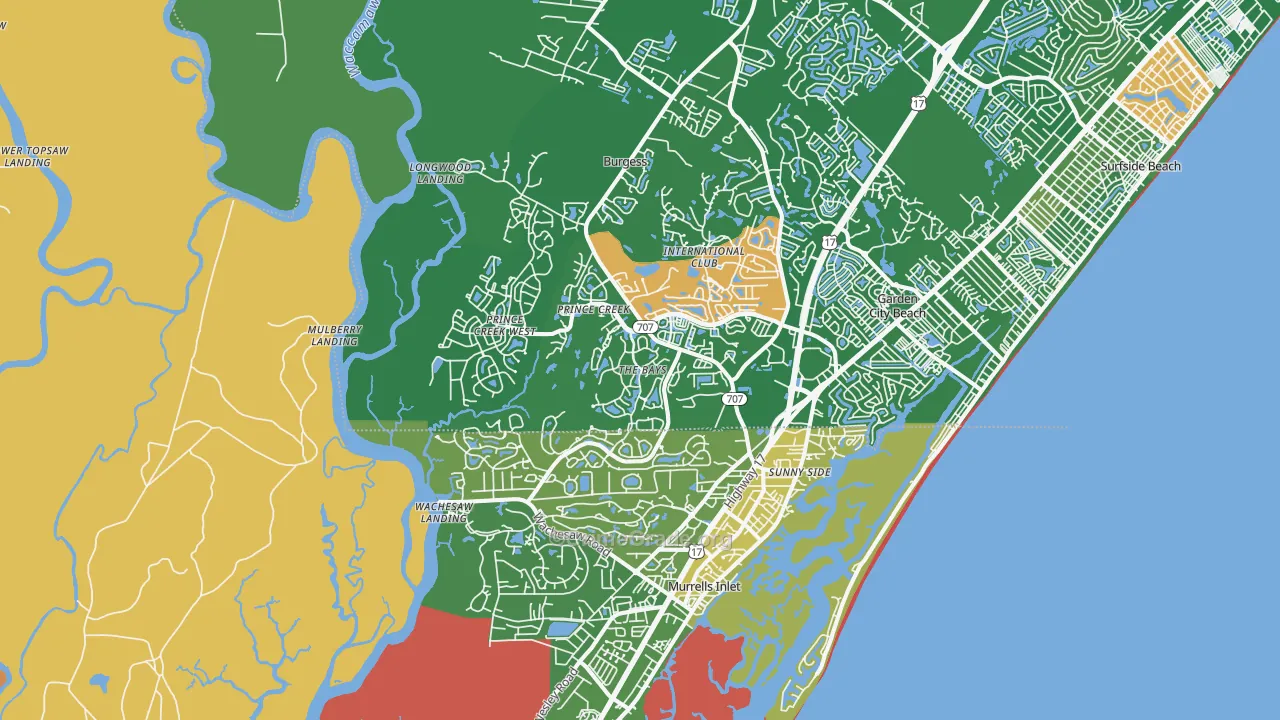 Murrells Inlet, SC Map of Murder Rates