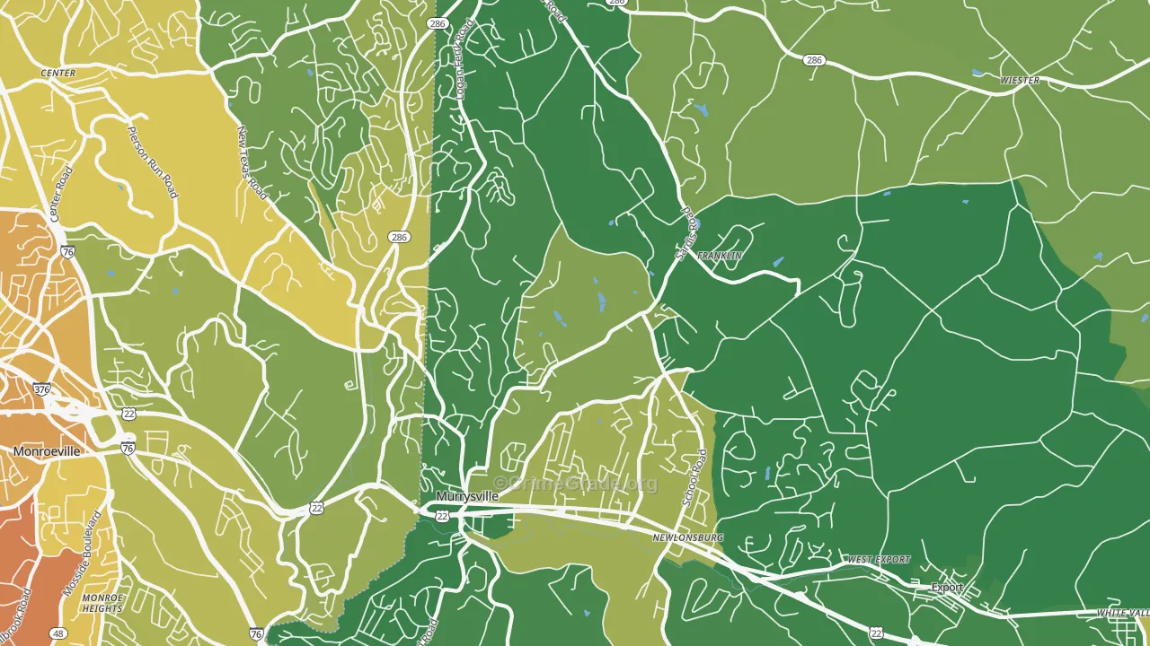 Murrysville, PA Map of Murder Rates