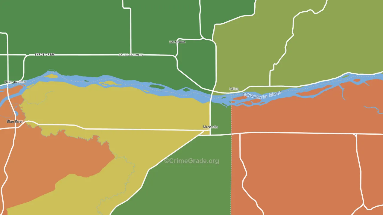 Muscoda, WI Map of Murder Rates