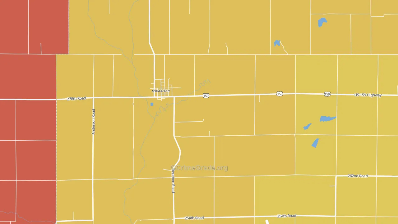 Muscotah, KS Map of Murder Rates