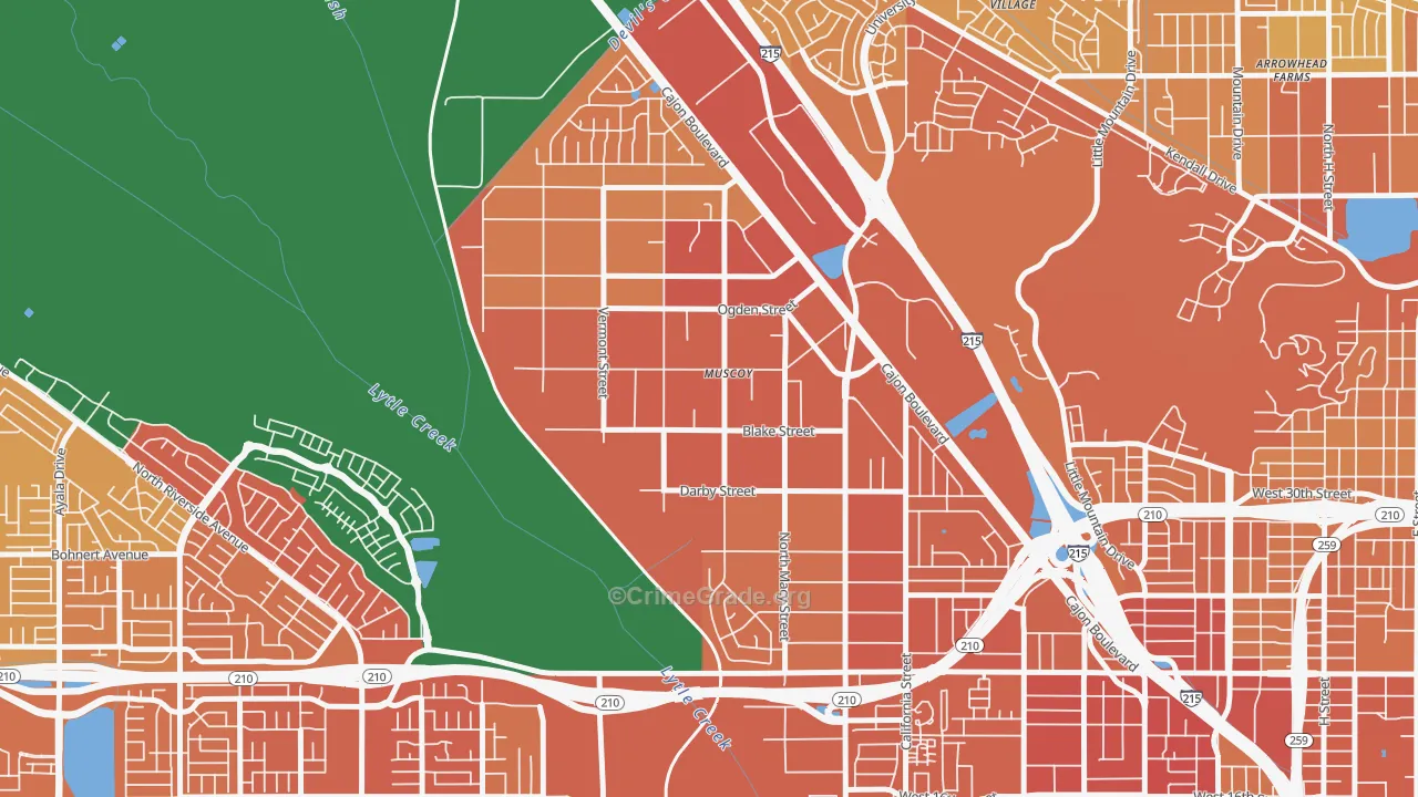 Muscoy, San Bernardino, CA Map of Murder Rates