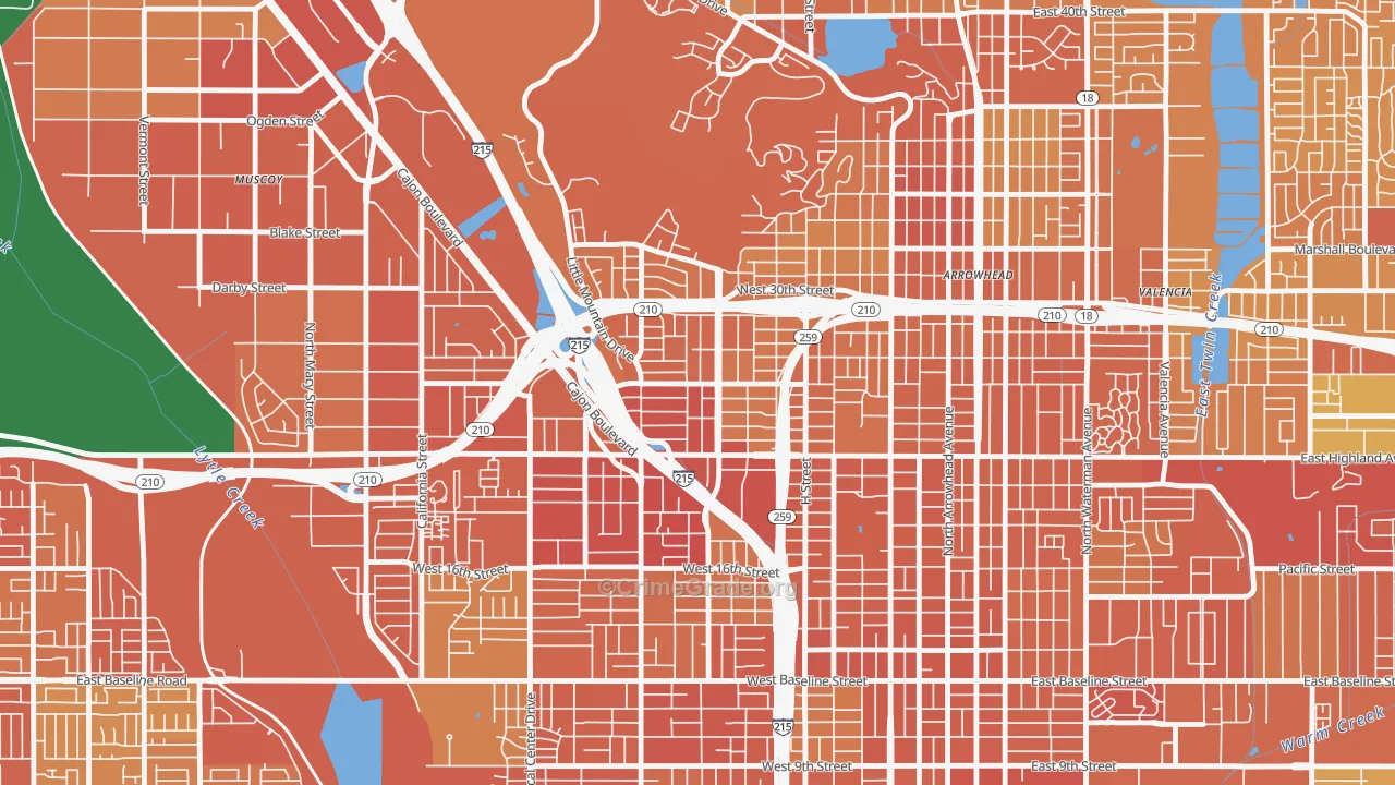 Muscupiabe, San Bernardino, CA Map of Murder Rates