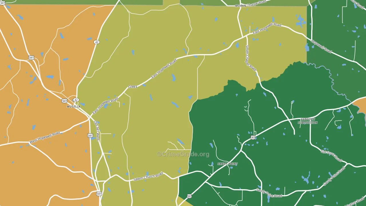 Musella, GA Map of Murder Rates