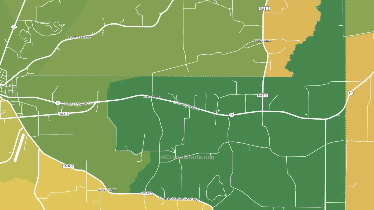 Musgrove, TX Map of Murder Rates