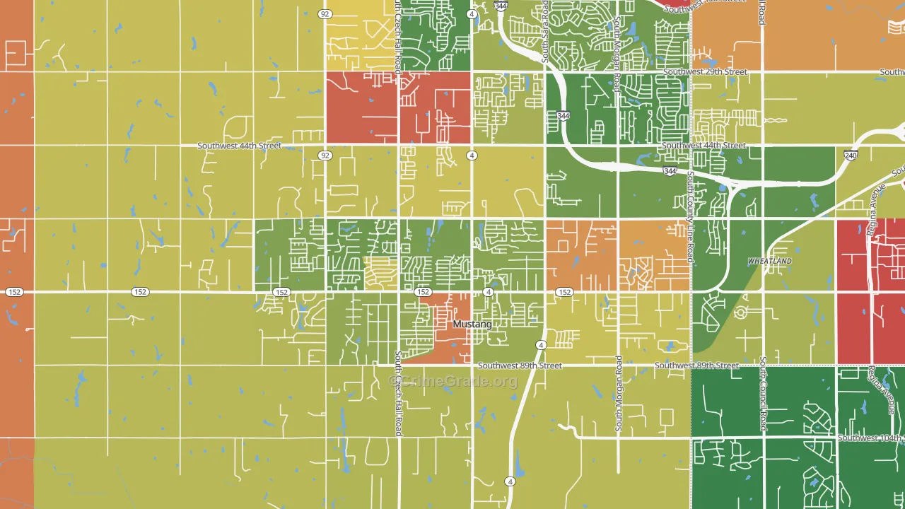 Mustang, OK Map of Murder Rates