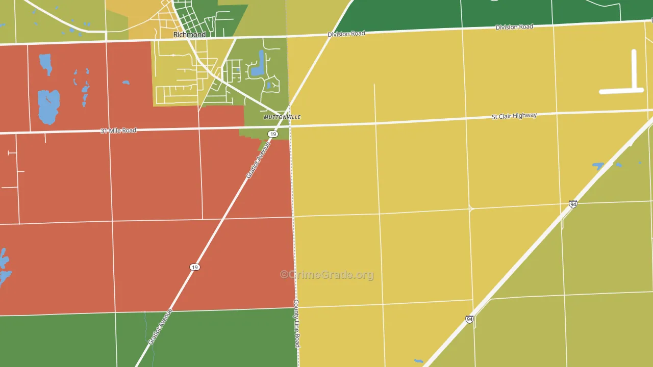 Muttonville, MI Map of Murder Rates