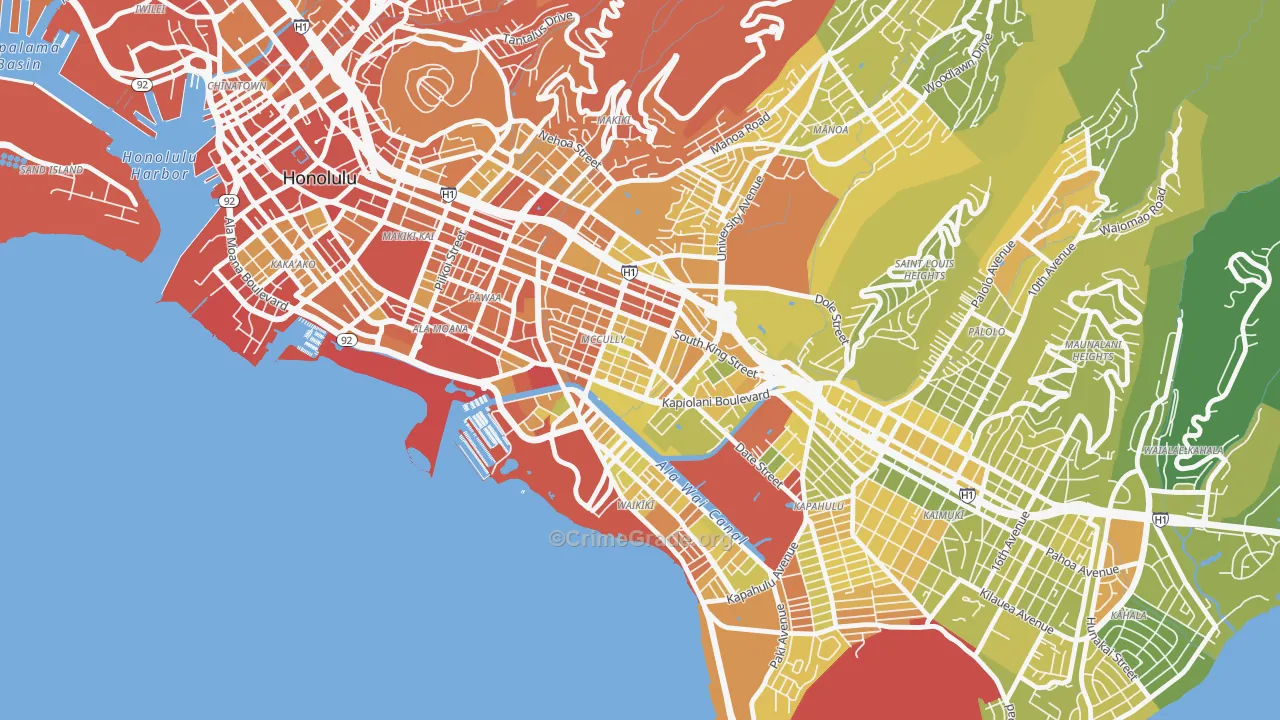Mxcully-Moiliili, Honolulu, HI Map of Murder Rates