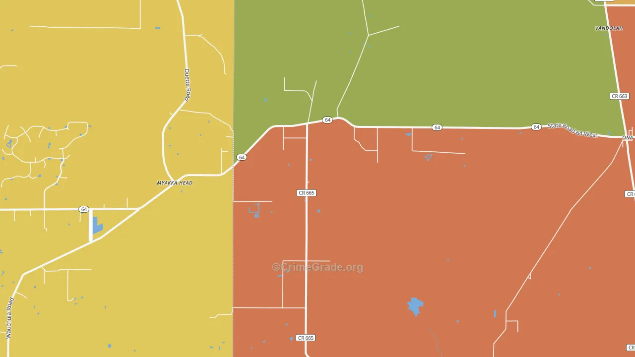 Myakka Head, FL Map of Murder Rates