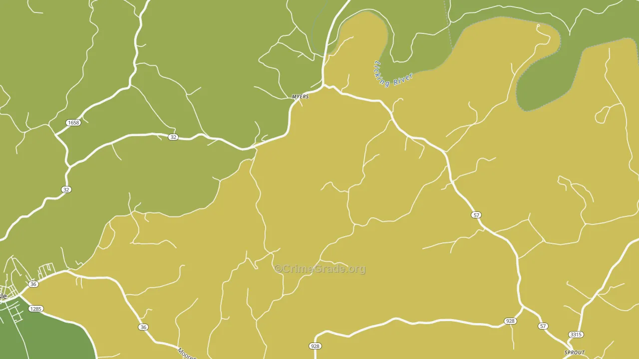 Myers, KY Map of Murder Rates