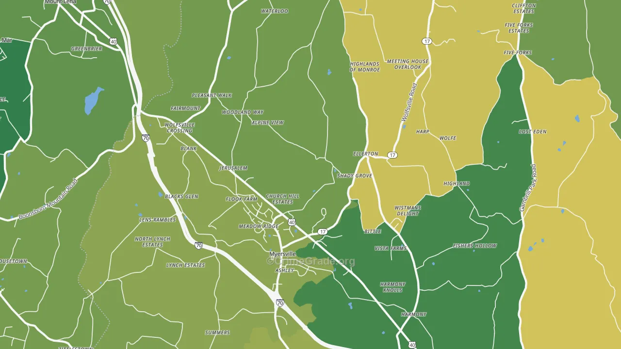 Myersville, MD Map of Murder Rates