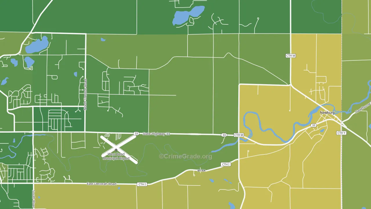 Myra, WI Map of Murder Rates