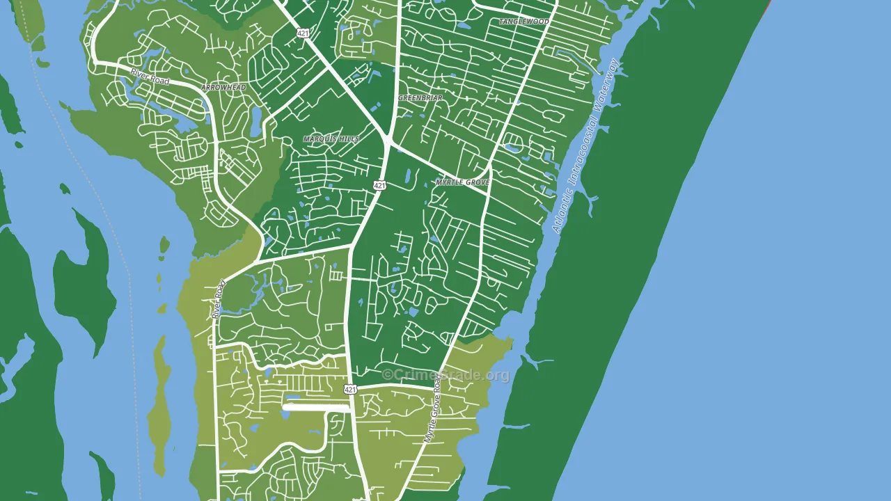 Myrtle Grove, NC Map of Murder Rates